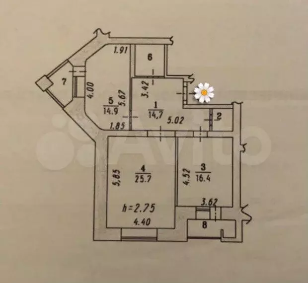 2-к. квартира, 82,2 м, 5/9 эт. - Фото 0
