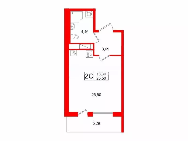 Квартира-студия: Санкт-Петербург, улица Струве, 8к2 (25.5 м) - Фото 0