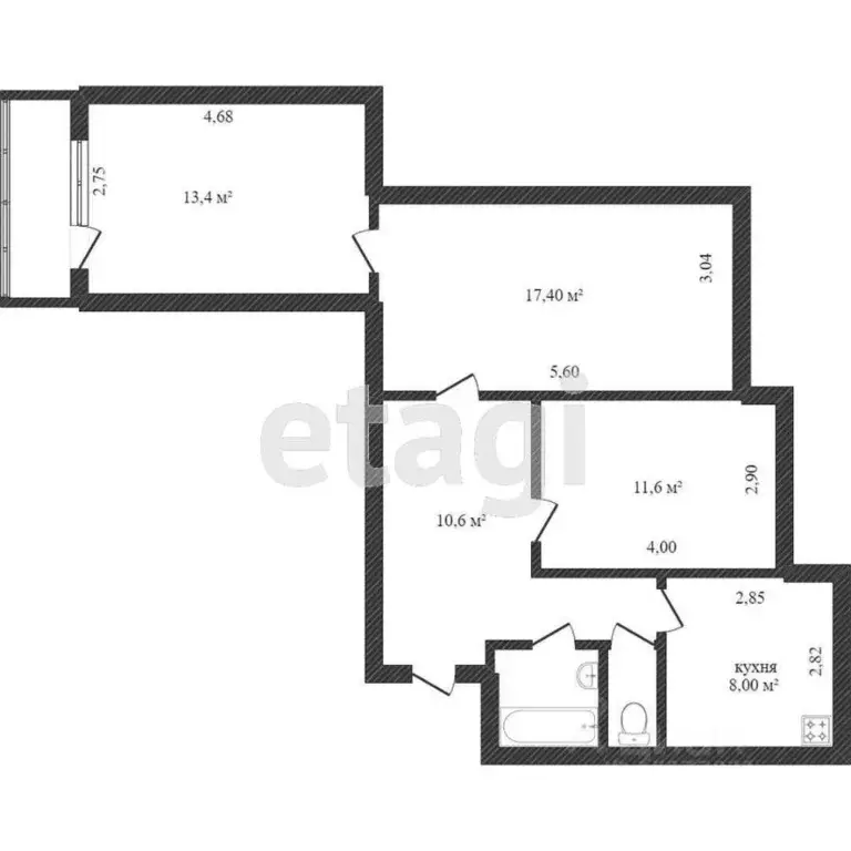 3-к кв. Ямало-Ненецкий АО, Новый Уренгой Восточный мкр, 6/9 (66.6 м) - Фото 2
