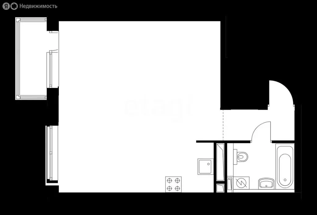 Квартира-студия: Барнаул, Комсомольский проспект, 86 (49.5 м) - Фото 1