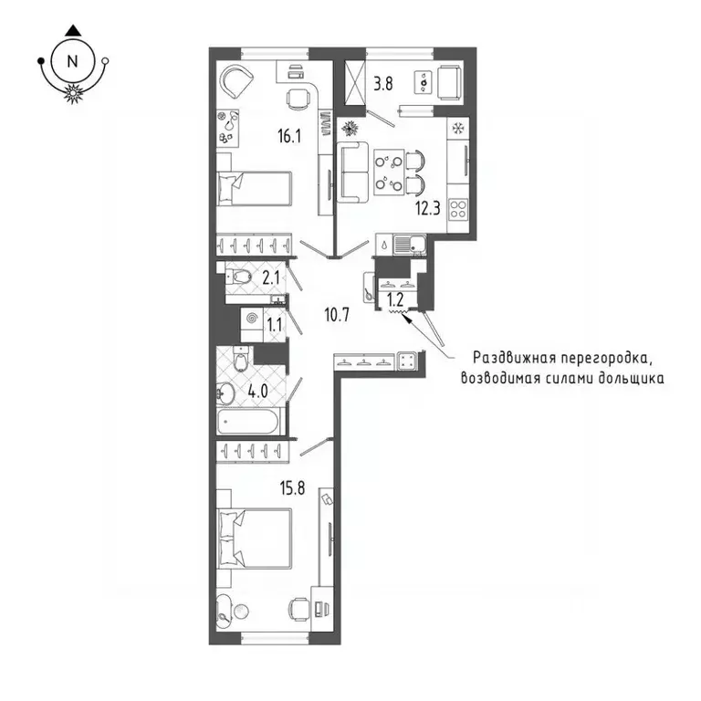 2-к кв. Санкт-Петербург бул. Измайловский, 9 (65.0 м) - Фото 1