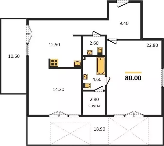 2-комнатная квартира: Калининград, улица Молодой Гвардии, 34к1 (80 м) - Фото 0