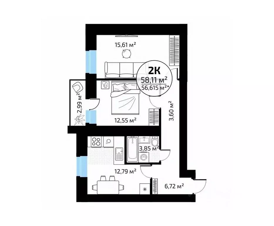 2-к кв. Самарская область, Самара пос. Мехзавод, Новая Самара мкр,  ... - Фото 1