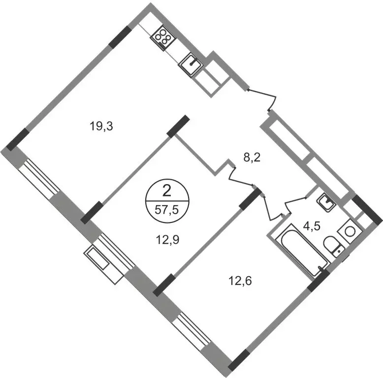 2-комнатная квартира: посёлок городского типа Заречье, жилой комплекс ... - Фото 1