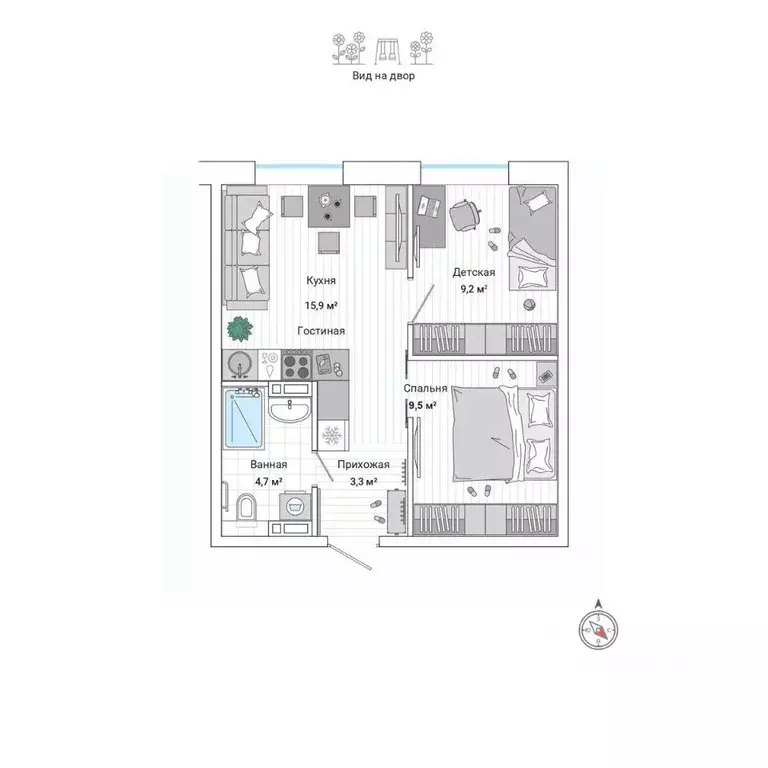 2-к кв. Приморский край, Владивосток ул. Нейбута (42.9 м) - Фото 1