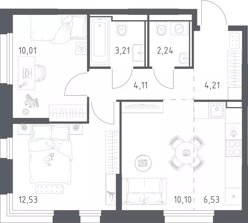 2-к кв. Московская область, Красногорск Квартал Строгино жилой ... - Фото 1