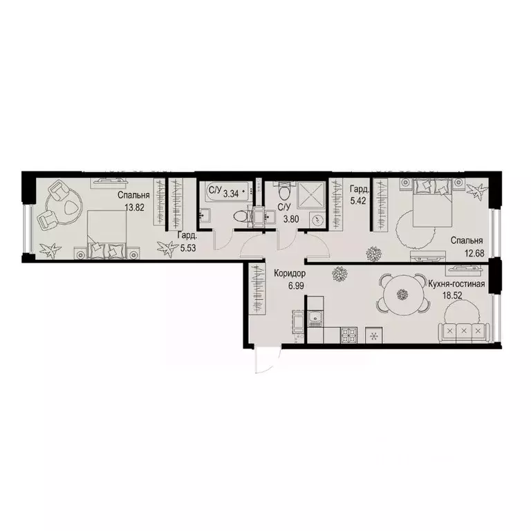 2-к кв. Санкт-Петербург ул. Профессора Попова, 38 (70.1 м) - Фото 0