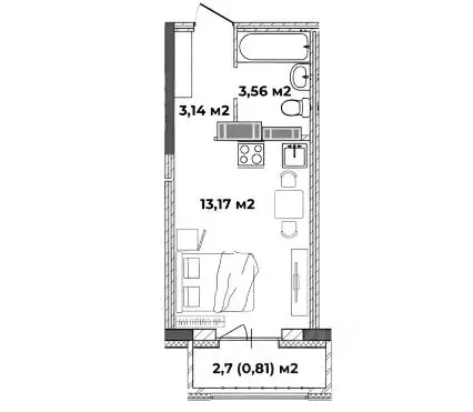 Студия Ярославская область, Ярославль ул. Старая Костромская, 6 (20.68 ... - Фото 2