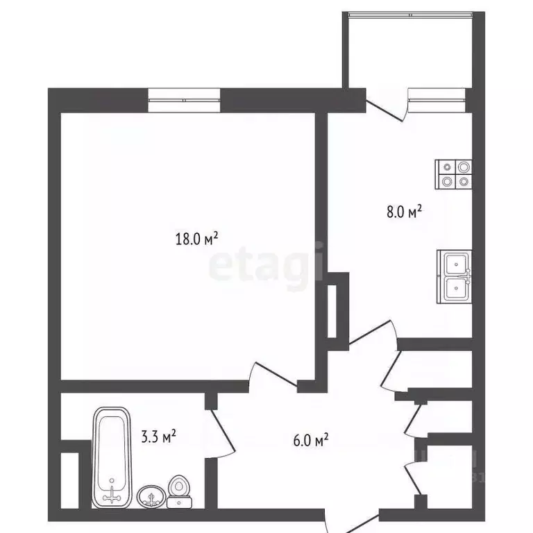 1-к кв. Ямало-Ненецкий АО, Новый Уренгой Восточный мкр, 2/6 (38.5 м) - Фото 2