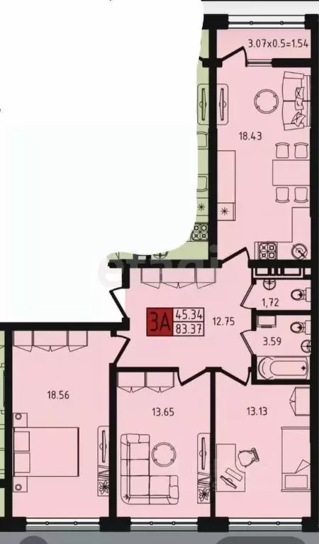 3-к кв. Адыгея, Майкоп ул. К.А. Васильева, 2к2 (83.7 м) - Фото 2