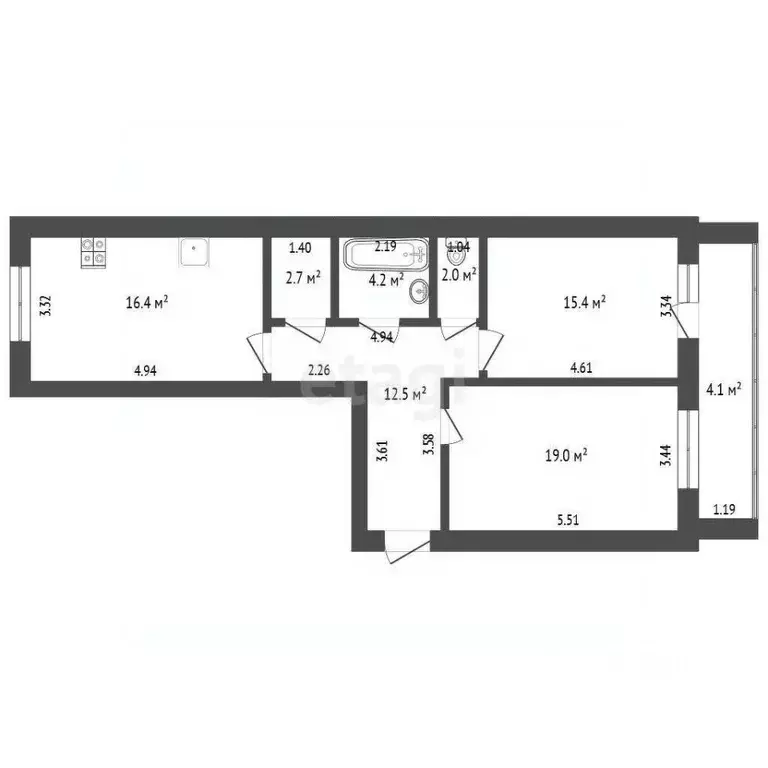 2-к кв. Забайкальский край, Чита Новобульварная ул., 38 (72.2 м) - Фото 1