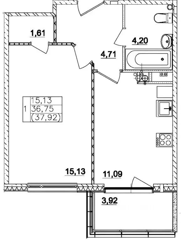 1-к кв. Московская область, Истра муниципальный округ, д. Красный ... - Фото 2