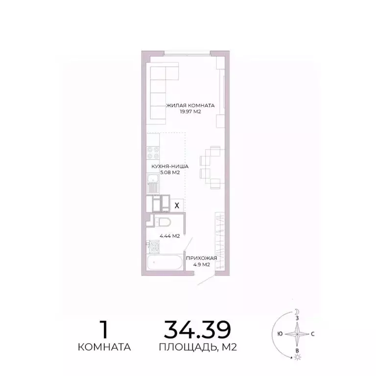 1-к кв. Пензенская область, Пенза Побочинская ул., с18 (34.39 м) - Фото 1