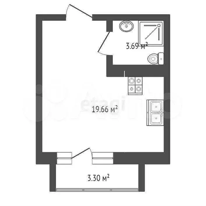 Квартира-студия, 23,4 м, 13/20 эт. - Фото 0