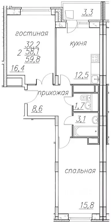 2-к кв. Московская область, Ногинск Богородский городской округ, ул. ... - Фото 2