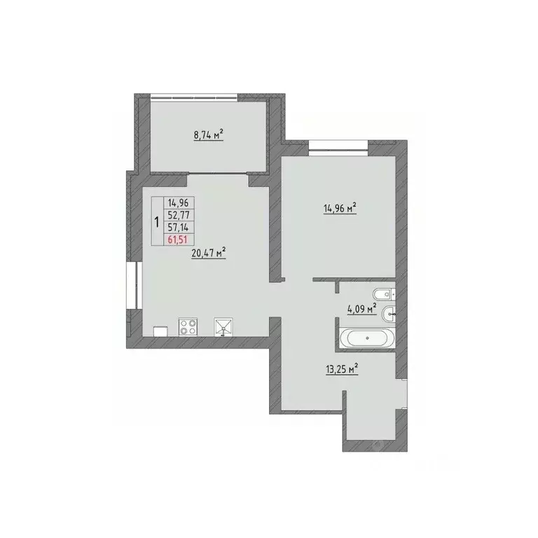 1-к кв. Ивановская область, Иваново Кооперативная ул., 3 (61.51 м) - Фото 1