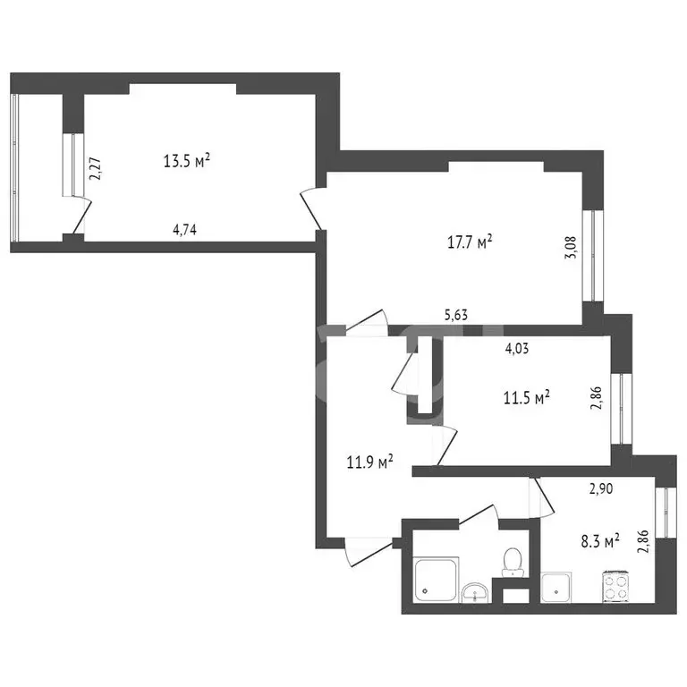 3-комнатная квартира: Петрозаводск, улица Пархоменко, 26 (67.5 м) - Фото 1