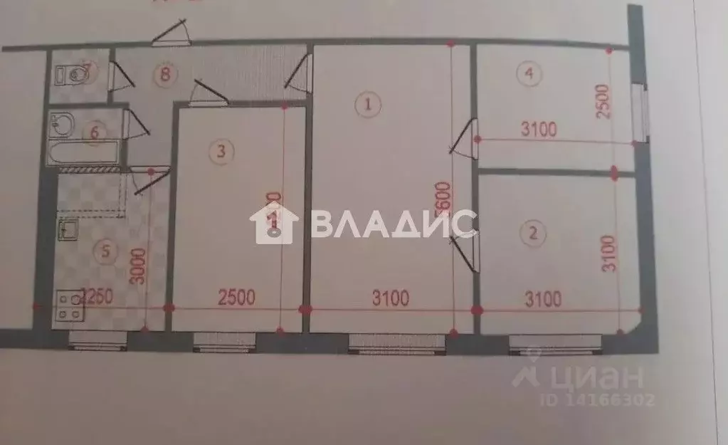 4-к кв. Белгородская область, Белгород ул. 5 Августа, 6 (61.3 м) - Фото 2
