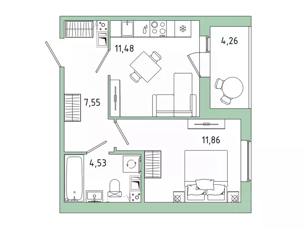 1-к кв. Ленинградская область, Гатчина Въезд мкр,  (37.55 м) - Фото 1