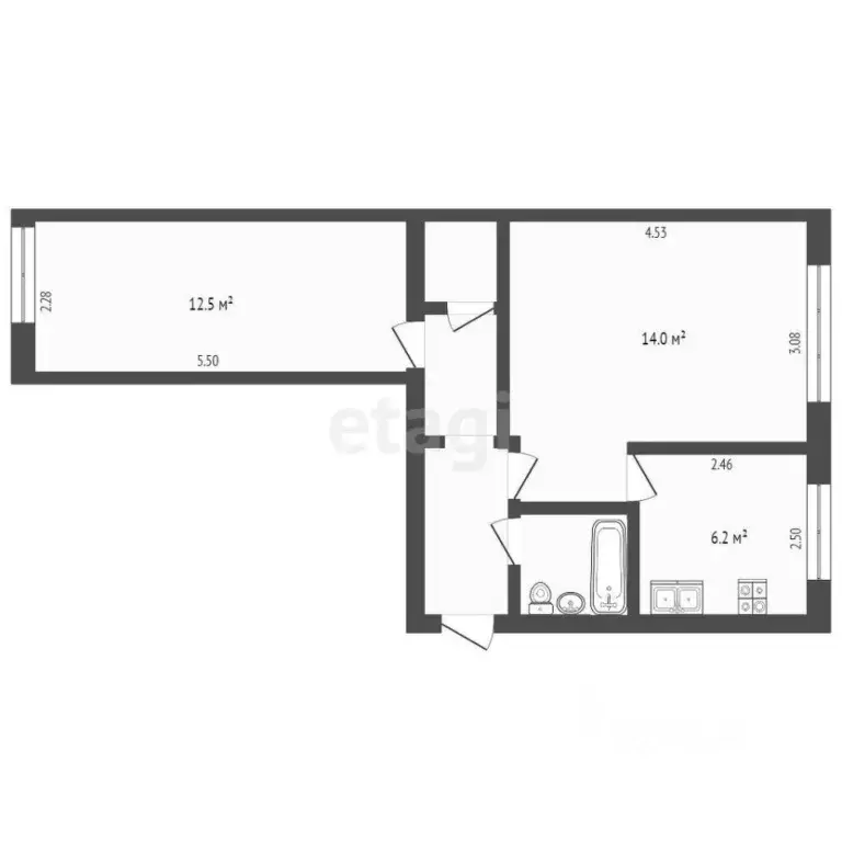 2-к кв. Вологодская область, Вологда Элеваторная ул., 23 (43.4 м) - Фото 2
