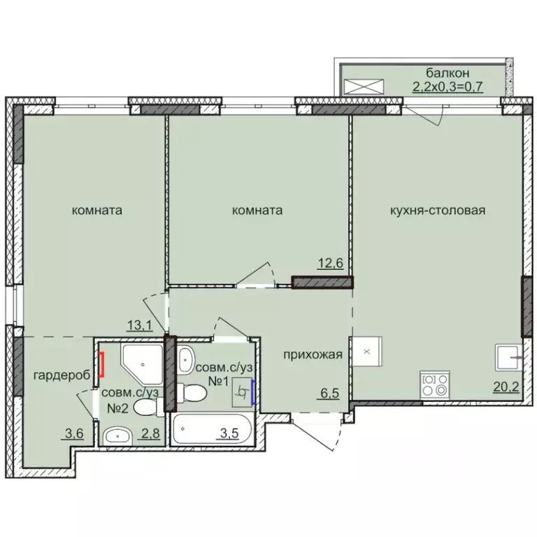 2-к кв. Удмуртия, Ижевск ул. 10 лет Октября, 64к2 (62.63 м) - Фото 1