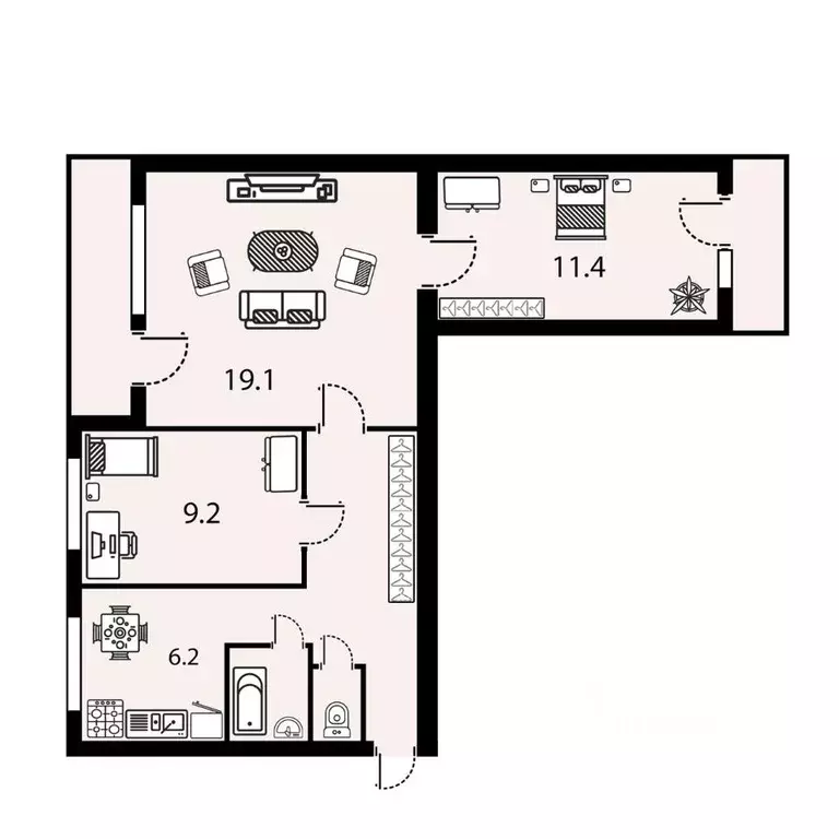 3-к кв. Санкт-Петербург просп. Просвещения, 30К1 (58.0 м) - Фото 1