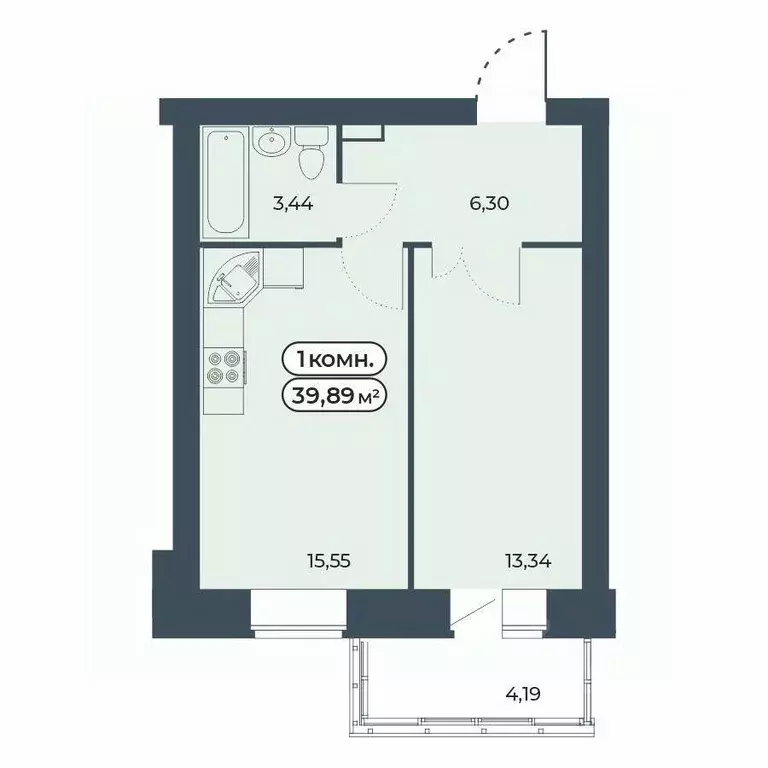 1-к кв. Красноярский край, Красноярск ул. Светлова, 25/1 (39.89 м) - Фото 1