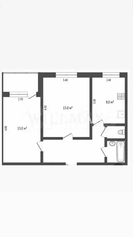 2-к. квартира, 45,8 м, 4/9 эт. - Фото 0