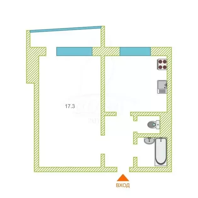 1-комнатная квартира: Тюмень, улица Мельникайте, 127А (32.7 м) - Фото 2