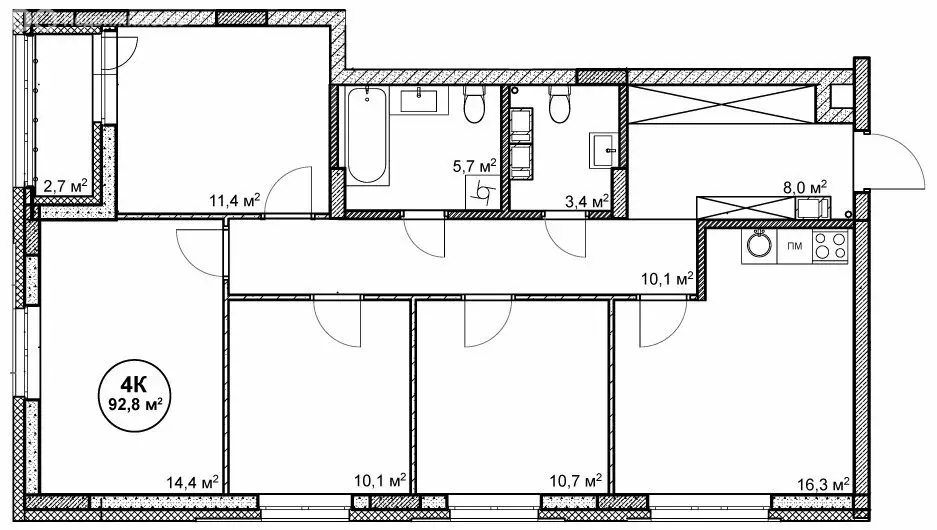 4-комнатная квартира: Нижний Новгород, посёлок Cовхоза Цветы (92.8 м) - Фото 1
