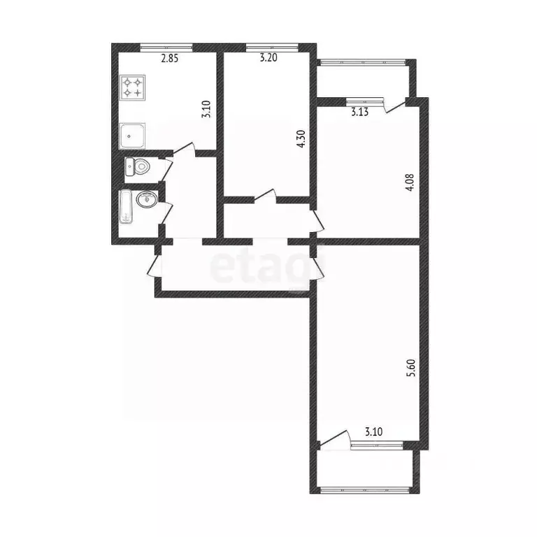 3-к кв. Белгородская область, Белгород ул. 5 Августа, 17 (73.0 м) - Фото 1