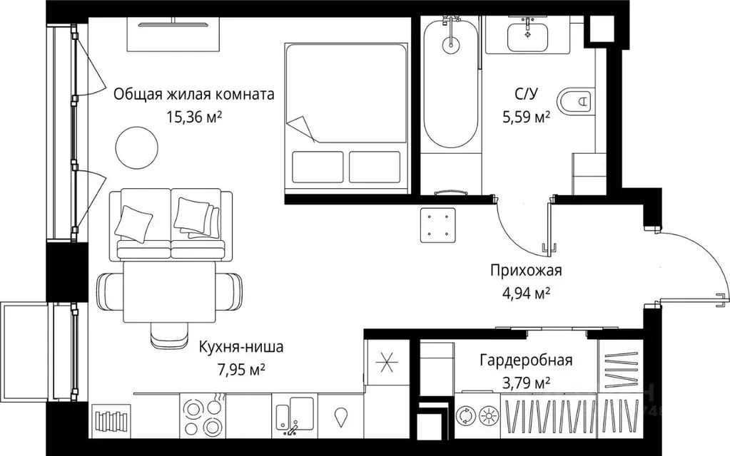 1-к кв. Московская область, Одинцовский городской округ, д. Ликино, ЖК ... - Фото 2