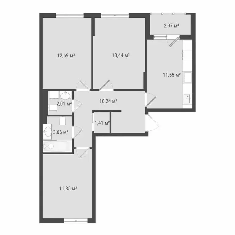 3-комнатная квартира: Ижевск, улица Е.М. Кунгурцева, 45к1 (70 м) - Фото 1