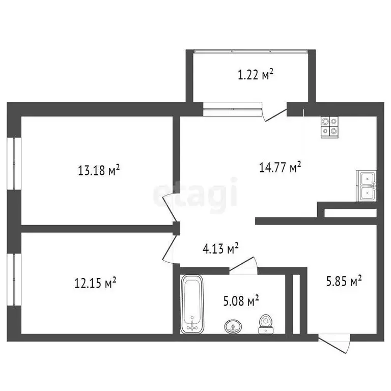 2-комнатная квартира: Тюмень, Одесская улица, 7к1 (56.4 м) - Фото 0