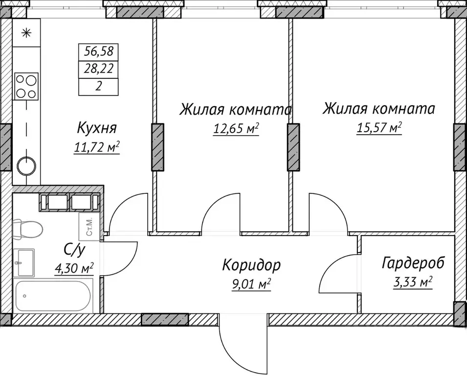2-к кв. Нижегородская область, Нижний Новгород Сахарный Дол жилой ... - Фото 1