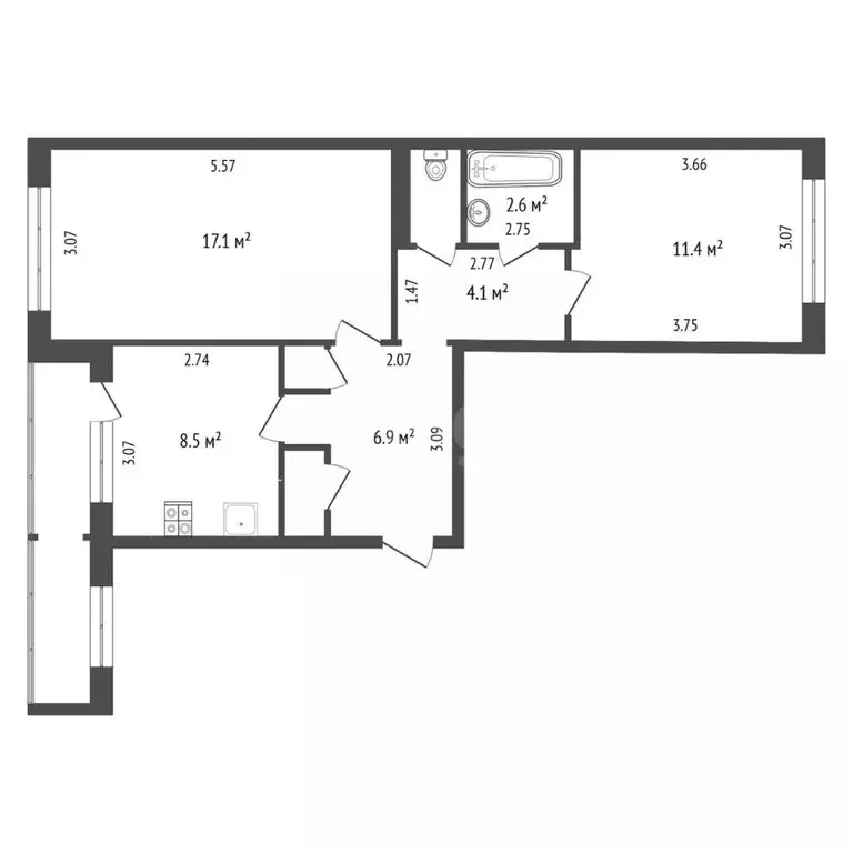 2-к кв. Тамбовская область, Тамбовский муниципальный округ, с. Горелое ... - Фото 2
