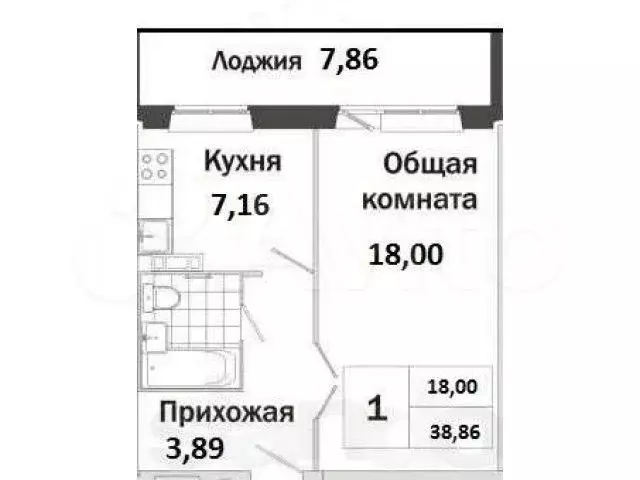 1-к. квартира, 36 м, 9/10 эт. - Фото 0