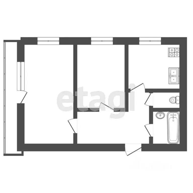 2-к кв. Тюменская область, Тюмень Ялуторовская ул., 12 (53.7 м) - Фото 1
