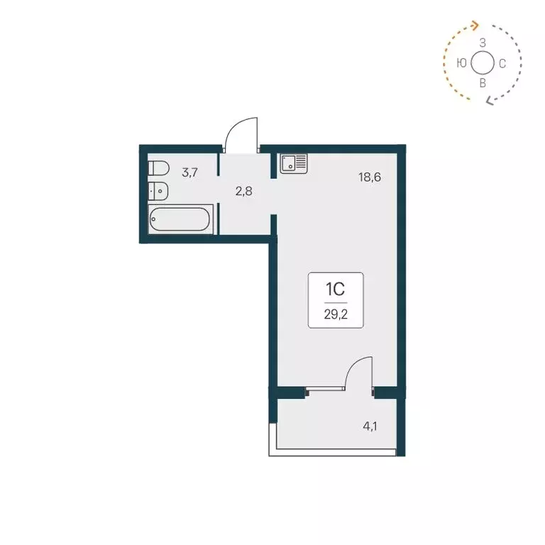 Квартира-студия: Новосибирск, Игарская улица, 5 (29.2 м) - Фото 1