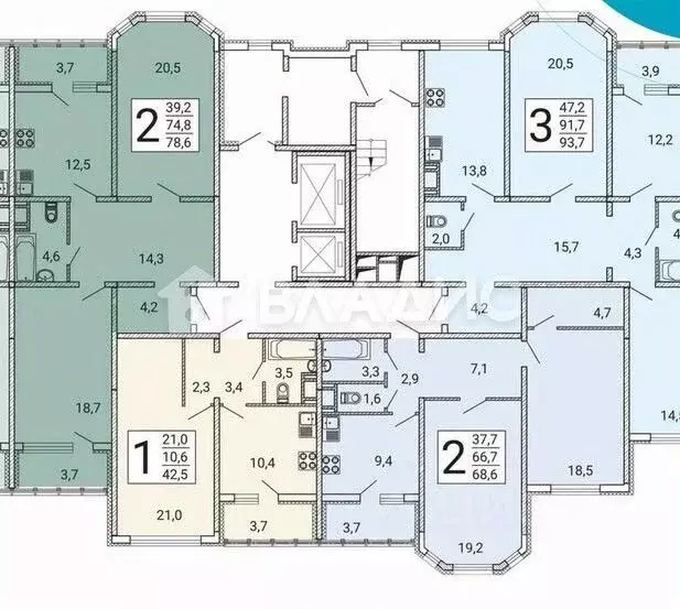 2-к кв. Воронежская область, Воронеж ул. Артамонова, 34Ж (68.6 м) - Фото 1