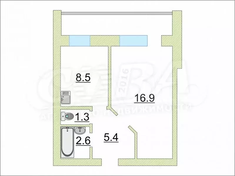 1-к. квартира, 35 м, 6/10 эт. - Фото 0