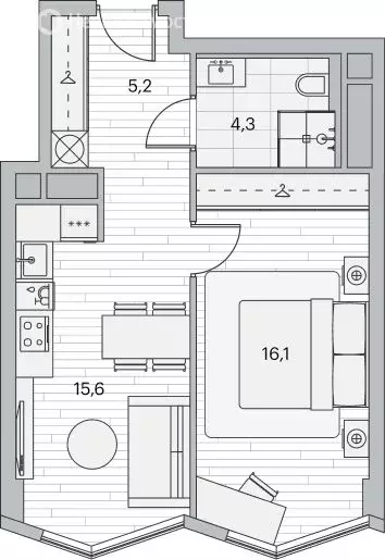 1-комнатная квартира: Москва, Береговой проезд, 2к1 (40 м) - Фото 1
