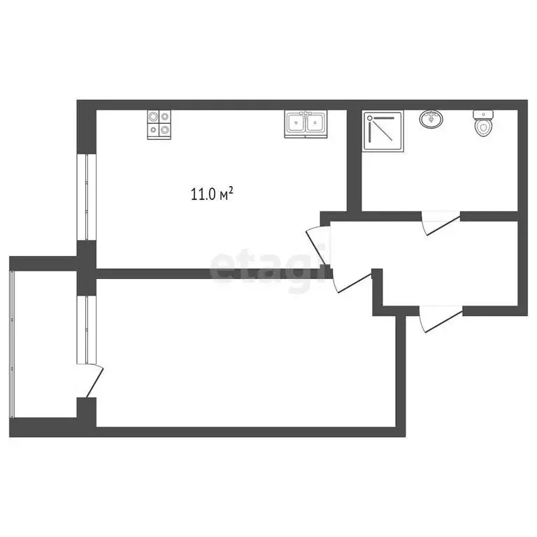 1-комнатная квартира: село Яр, улица Строителей, 2Б (32.2 м) - Фото 1