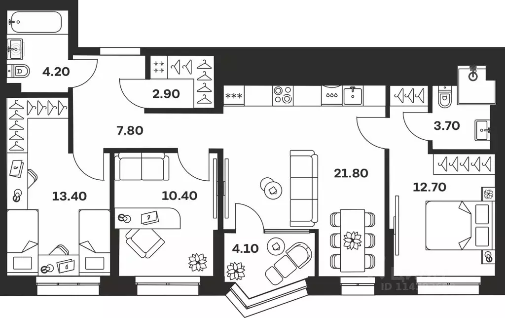 3-к кв. Тульская область, Тула ул. Михеева, 9А (81.0 м) - Фото 1