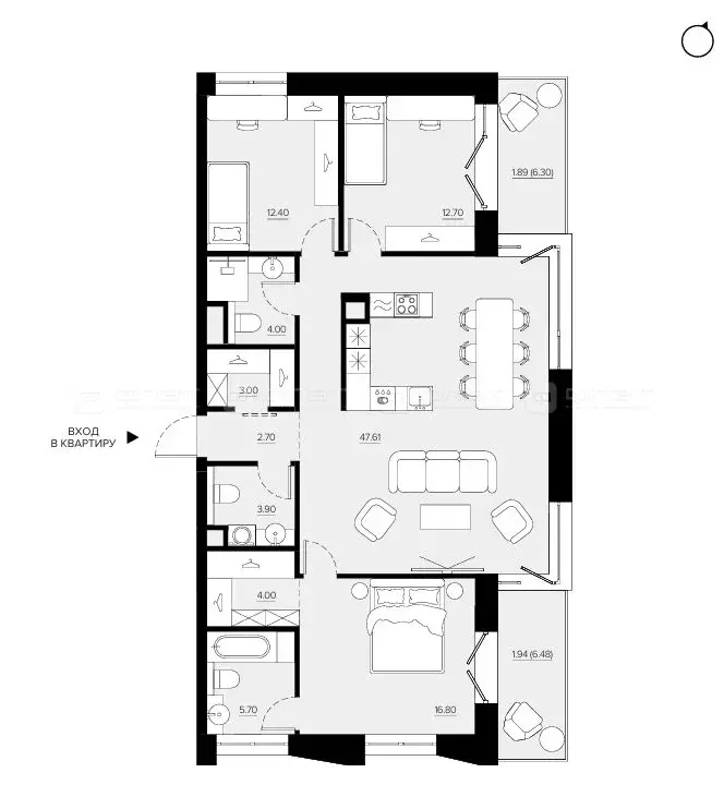 3-комнатная квартира: Казань, улица Габдуллы Тукая (116.85 м) - Фото 0