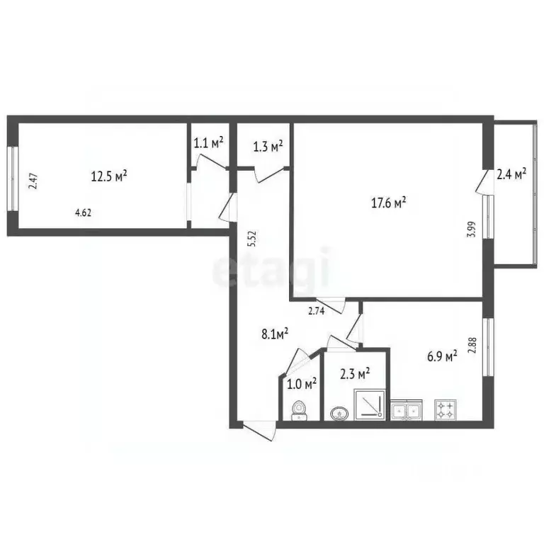 2-к кв. Санкт-Петербург Дачный просп., 21К5 (50.8 м) - Фото 1