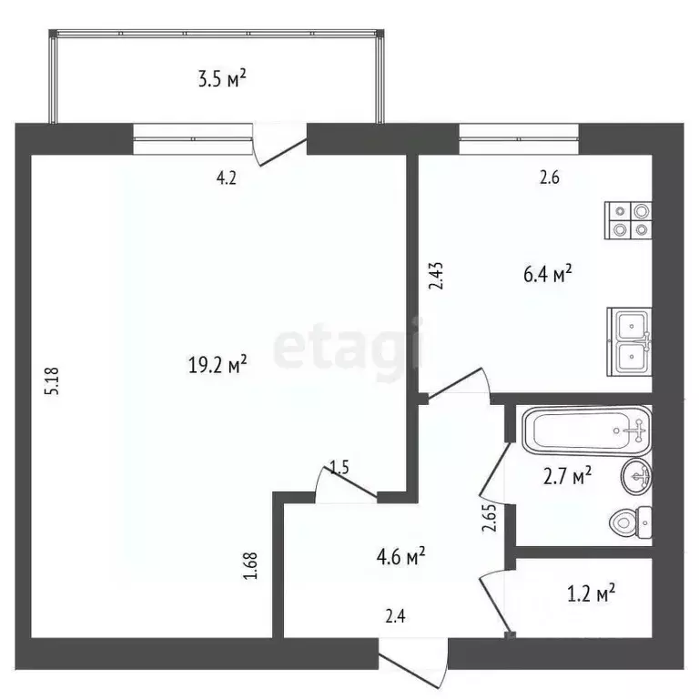 1-к кв. Ростовская область, Ростов-на-Дону просп. Шолохова, 266/2 ... - Фото 2