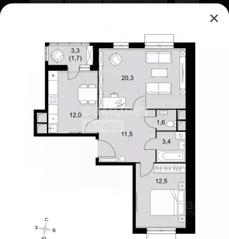 2-к кв. Московская область, Ленинский городской округ, пос. Развилка ... - Фото 2