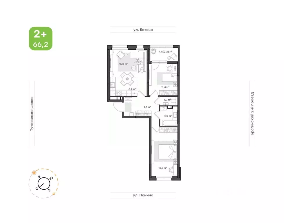 3-к кв. Ярославская область, Ярославль Тутаевское ш., 93Б (66.2 м) - Фото 1