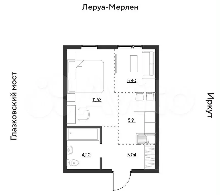 2-к. квартира, 32,2 м, 2/19 эт. - Фото 0